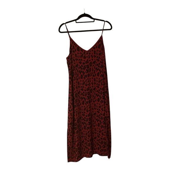 Rails Womens Size Medium Red Leopard Animal Print Yara Midi Slip Dress - Picture 3 of 4
